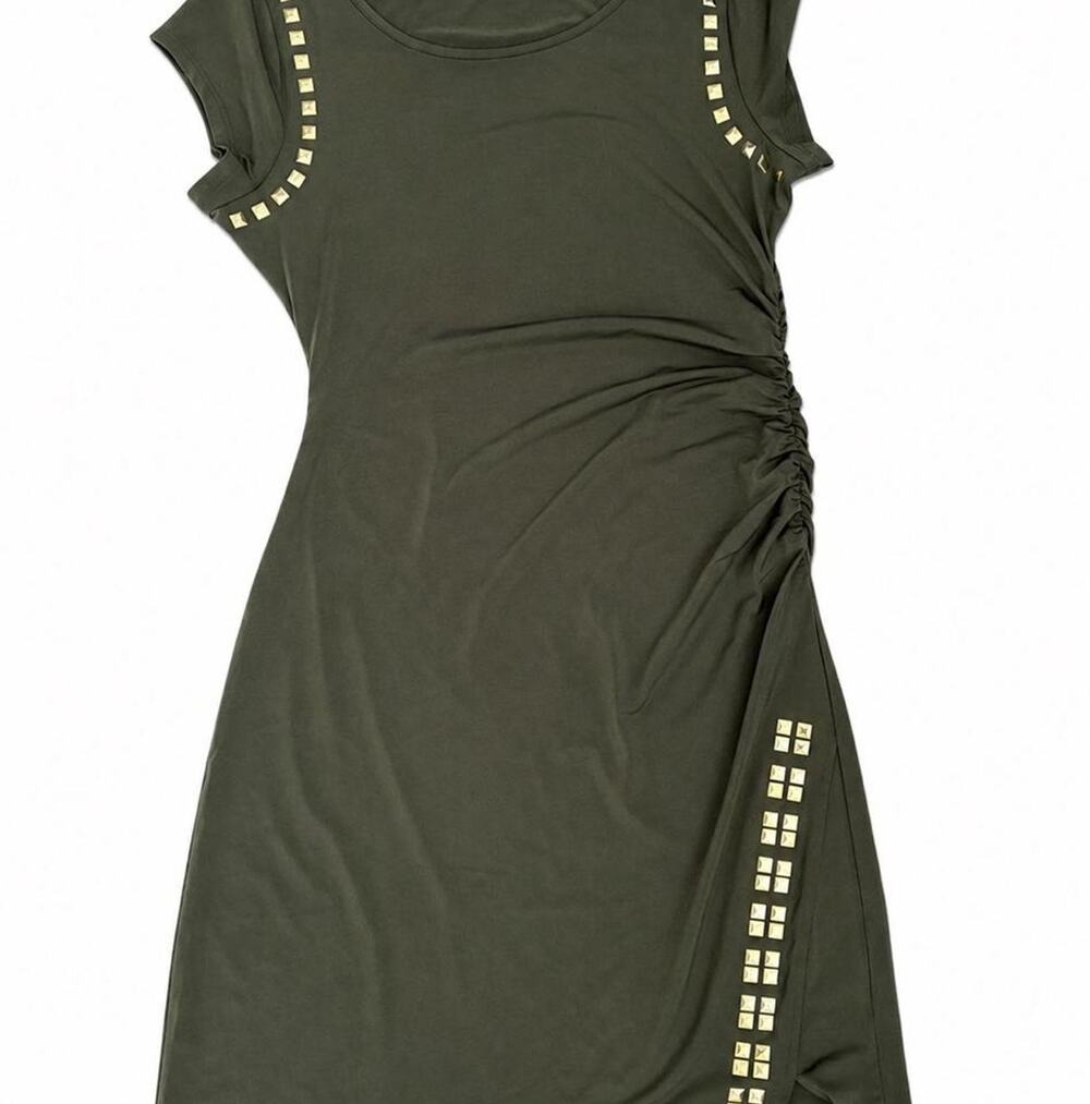 Y2k olive green mini dress